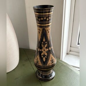 Etched Brass Decorative Vase Made in India